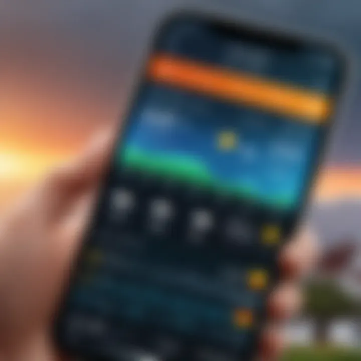 User interface of AccuWeather app showcasing weather forecast