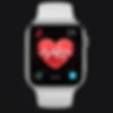 Close-up of Apple Watch displaying heart rate data