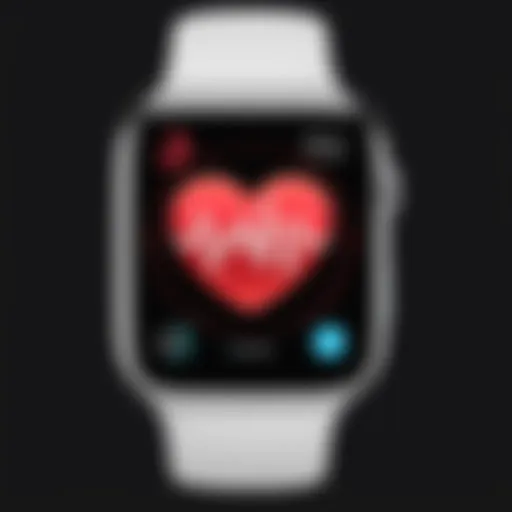 Close-up of Apple Watch displaying heart rate data