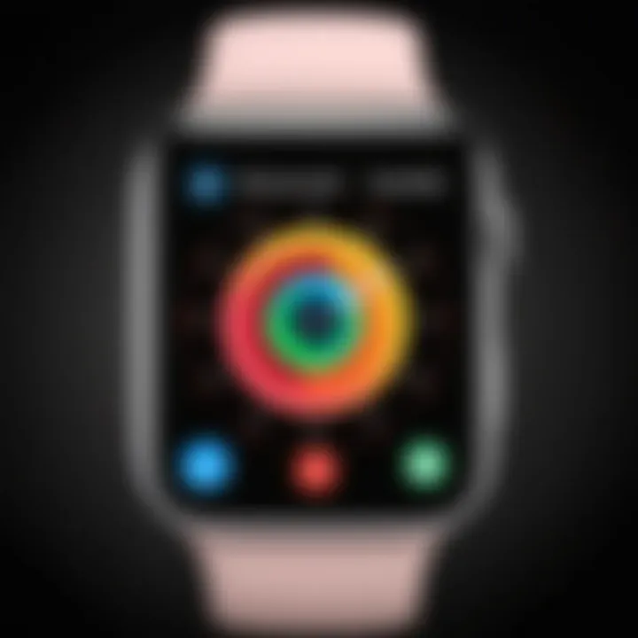 Close-up of an Apple Watch Series 3 showcasing a unique infograph watch face