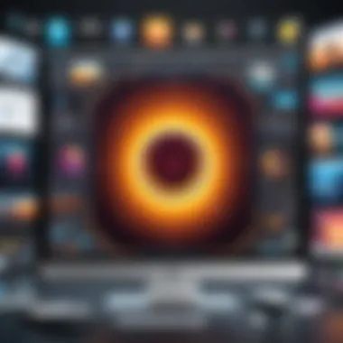 Creative montage displayed on a screen, representing finished project