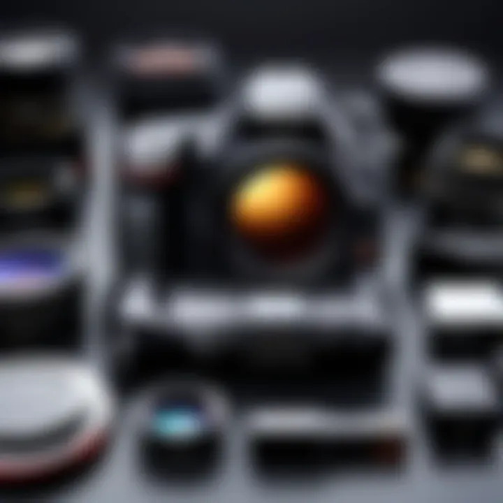 Close-up of essential DSLR camera components