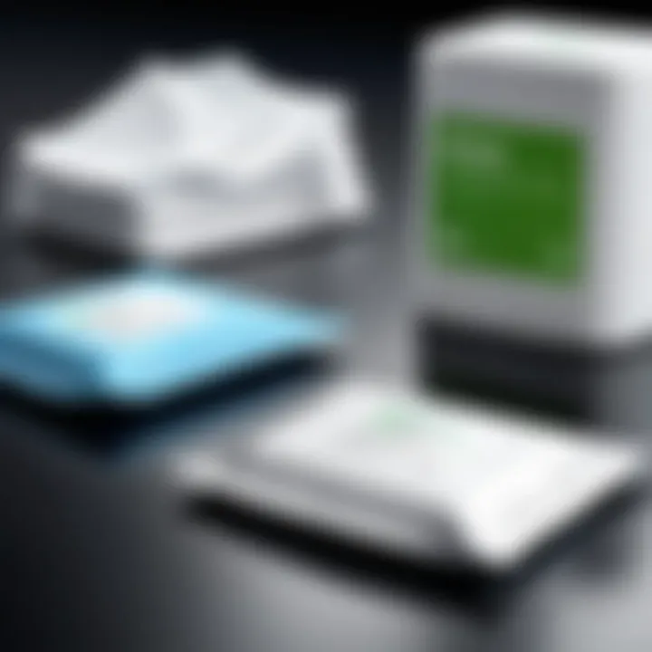 Eco-friendly sanitizing wipes placed next to various electronic gadgets