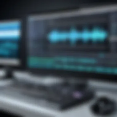 Digital Audio Workstation Interface A digital audio workstation displayed on a computer screen