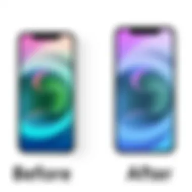 Comparison of iPhone backgrounds before and after changing to white