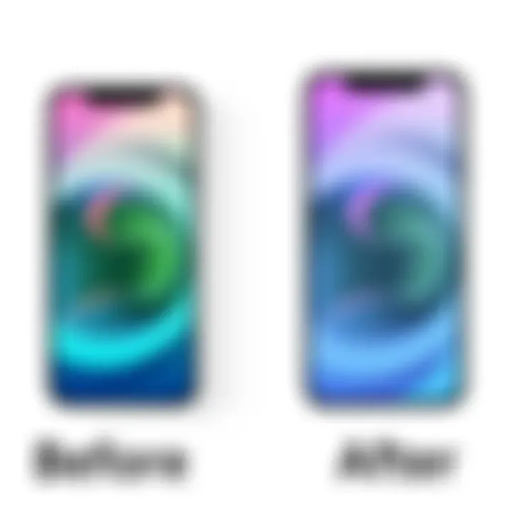 Comparison of iPhone backgrounds before and after changing to white