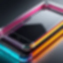 Close-up view of a clear case showcasing vibrant color borders