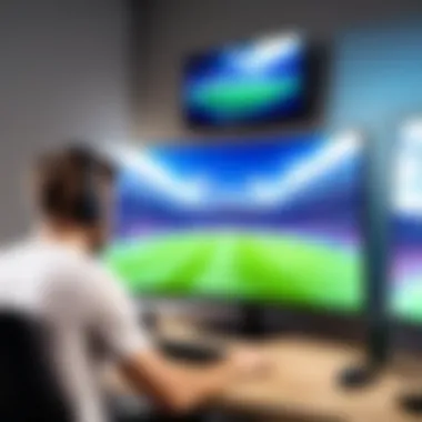 A gamer experiencing FIFA through cloud gaming on a high-definition monitor