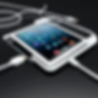 iPad and Computer USB Connection for Reset Diagram illustrating the connection between iPad and computer via USB cable