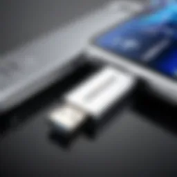 High-speed flash drive connected to Samsung Galaxy device