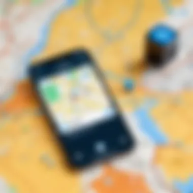 Map showing location tracking of iPhone