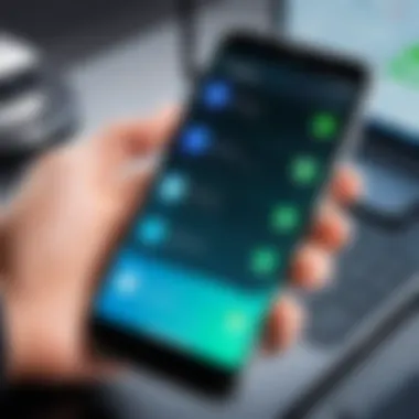Navigating Picture Backup Apps on Mobile Devices User navigating a picture backup app on a smartphone