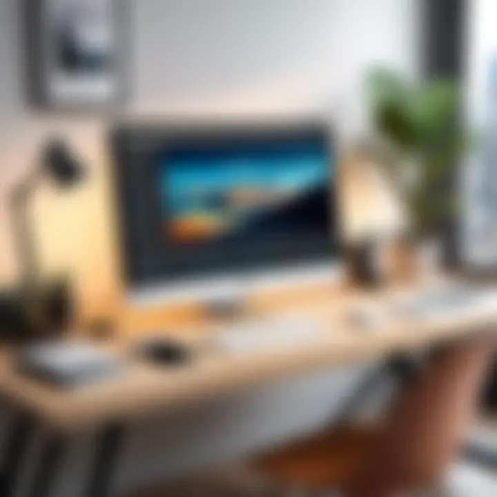 A creative workspace with editing app interfaces displayed