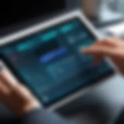 User navigating a top editing app on a tablet