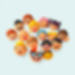 A vibrant collection of custom emojis representing diverse emotions and themes