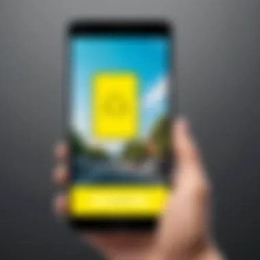 Designing a Snapchat Geofilter on a Smartphone Illustration showing a smartphone with Snapchat geofilter design