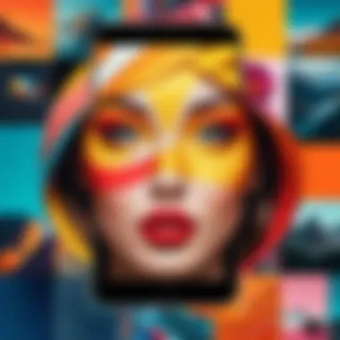 Vibrant Collage Art A vibrant collage showcasing various art styles created on an iPhone.