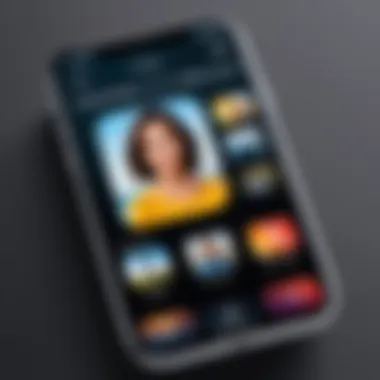 A close-up view of an iPhone featuring a personalized photo widget with dynamic images.