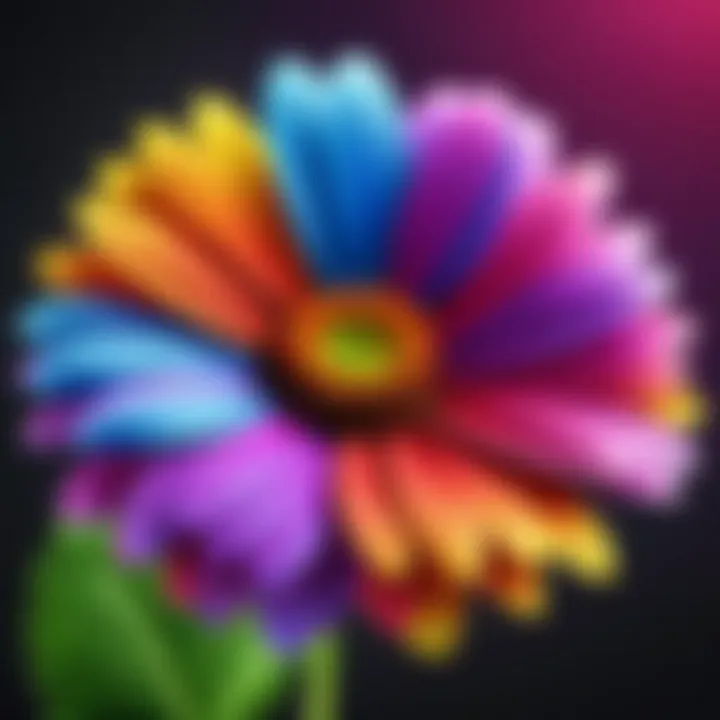 Close-up view of a colorful flower in motion