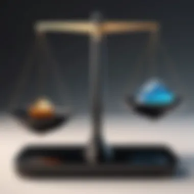 A balance scale symbolizing aesthetics versus functionality in app design