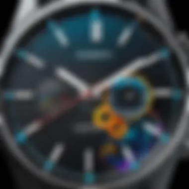 Artistic representation of a personalized watch face with vibrant colors