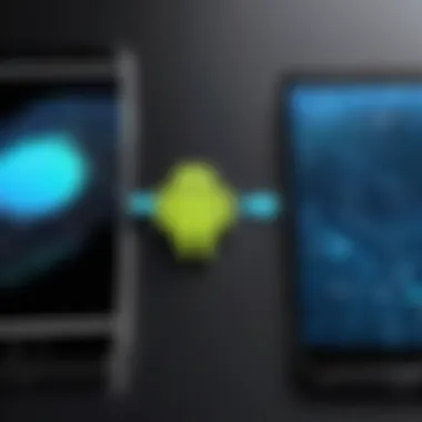 Data Transfer Between Android and iPhone Visual representation of data transfer between Android and iPhone