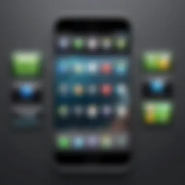 Android Device with iPhone Applications Visual representation of an Android device running iPhone applications.