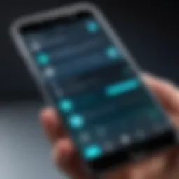 User navigating an encrypted messaging app interface on a smartphone