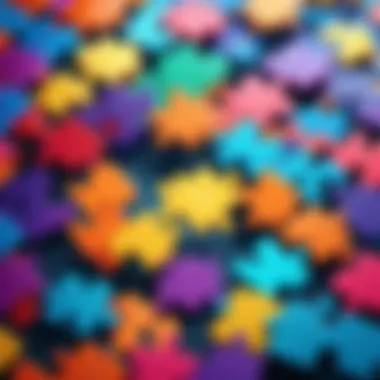 An immersive puzzle game display featuring vibrant colors and challenging levels