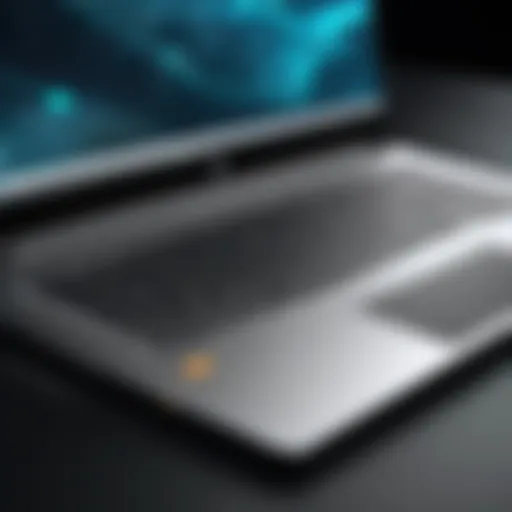 A close-up view of an HP laptop showcasing its sleek design