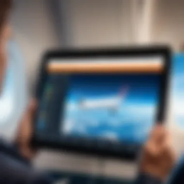 In-flight entertainment options displayed on a tablet