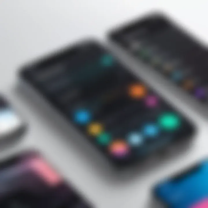 An iPhone home screen with organization tools highlighted