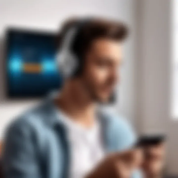 A user enjoying music on a mobile device without internet