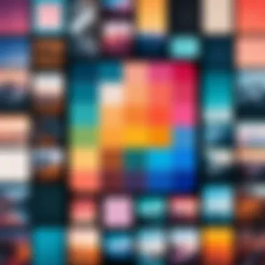 Cohesive Color Palette in Instagram Grid A visually striking Instagram grid showcasing a cohesive color palette.