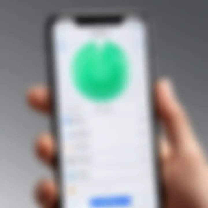 A graphic representation of the AirTag tracking interface on an iPhone screen.