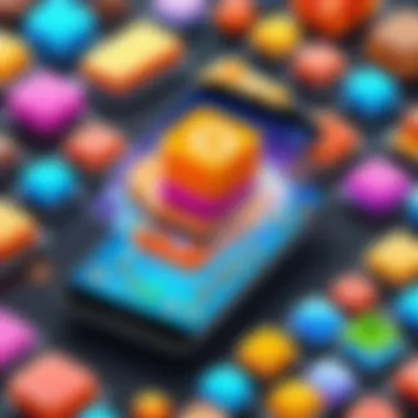 Casual Mobile Game Levels An illustration depicting different levels and challenges within a casual mobile game.