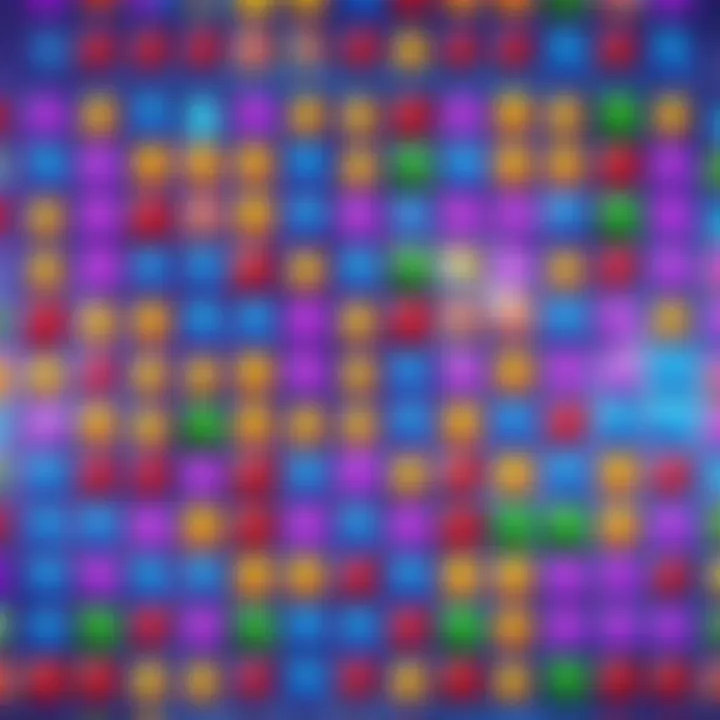 Colorful match-three game interface showcasing vibrant graphics and engaging gameplay mechanics.
