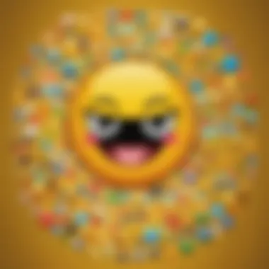 Artistic Collage of Enhanced Photographs An artistic collage of edited photographs, each enhanced with unique emojis that express different moods.