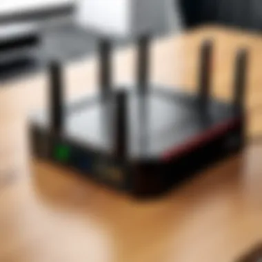 High-performance AX router on a wooden desk