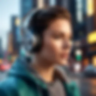 Immersive Listening Experience A person enjoying music with headphones on an Android device