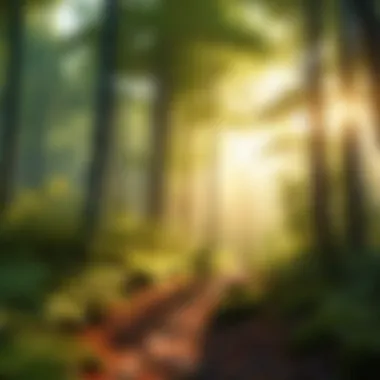 A serene nature live wallpaper featuring a forest with animated leaves and sunlight filtering through.