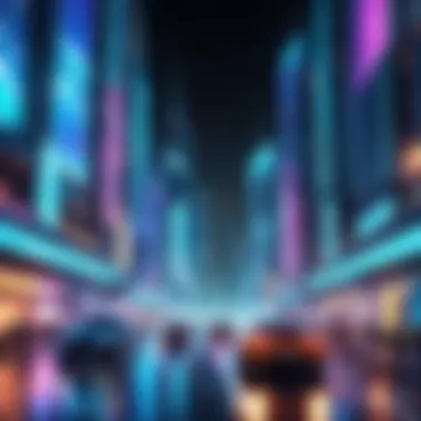 A futuristic cityscape live wallpaper with animated lights and vehicles moving through the streets.