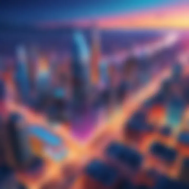 Colorful Bing wallpaper featuring an artistic cityscape