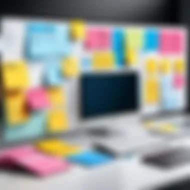 Visual representation of practical applications of Dell Sticky Notes in professional settings