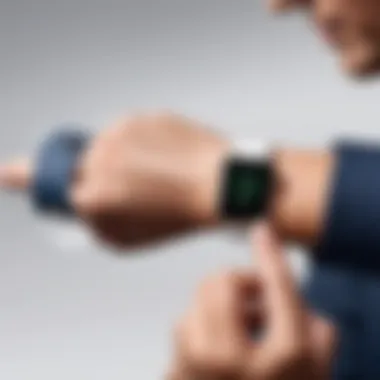User Changing Watch Face User interacting with an Apple Watch to change its face.