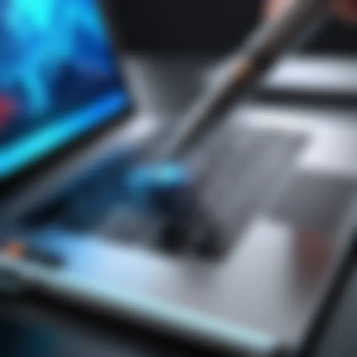 Close-up of a stylus working on a Chromebook touchscreen