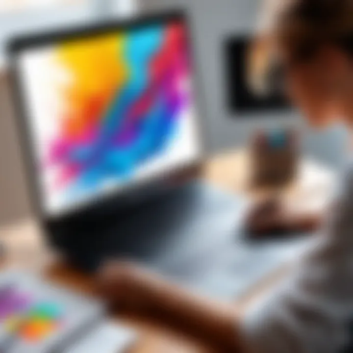 Artist creating a vibrant sketch on a digital canvas