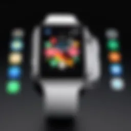 Showcase of Apple Watch applications on a digital display