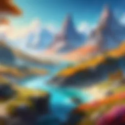 A captivating fantasy landscape showcasing a vibrant RPG world