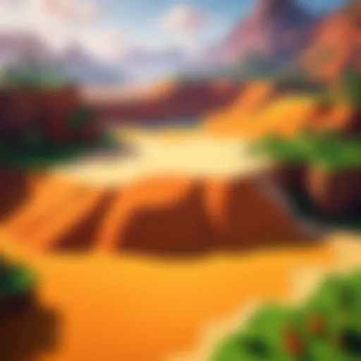 Vibrant landscape in a sandbox game reminiscent of Minecraft